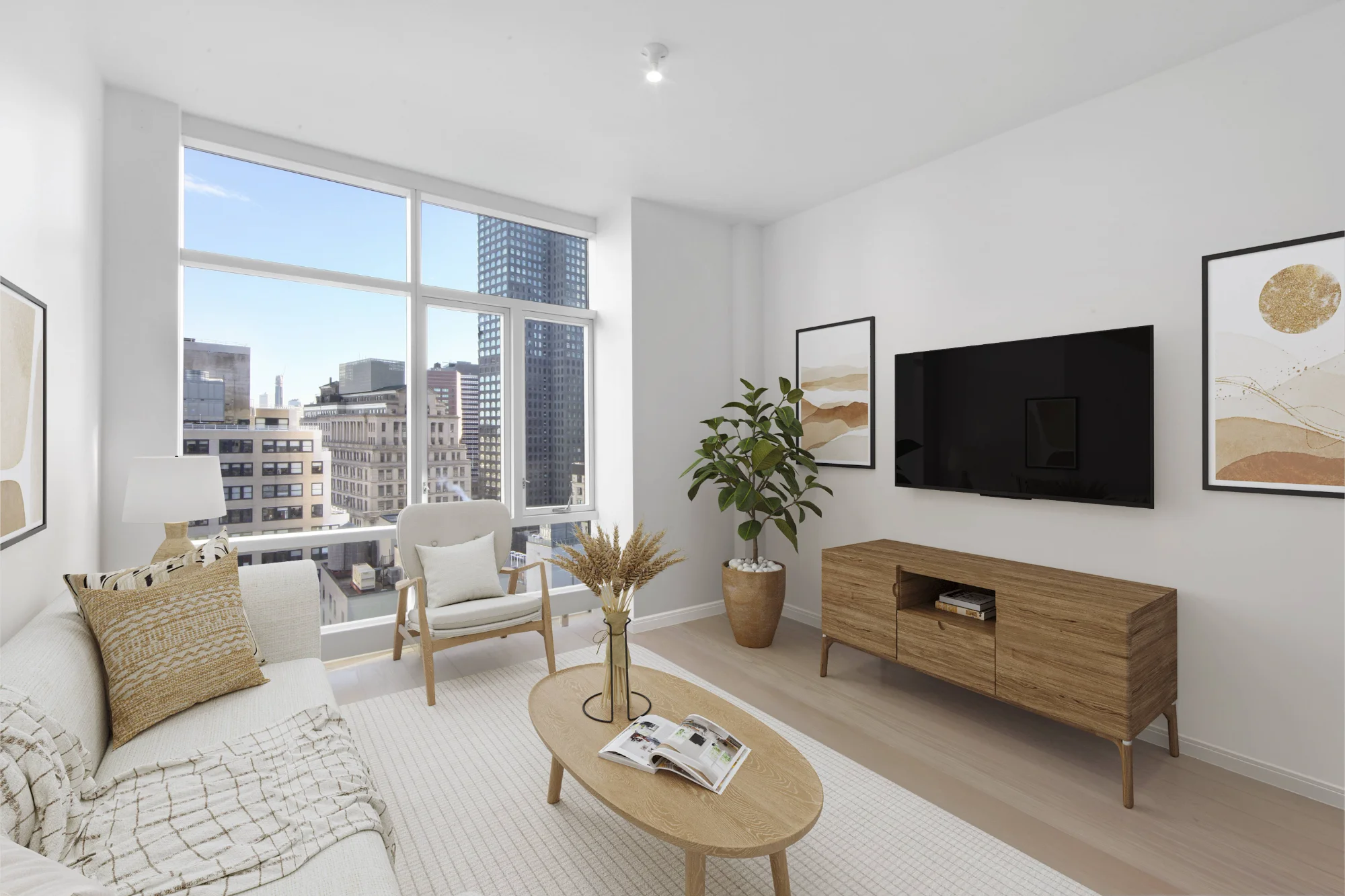 After virtual staging - furnished living room