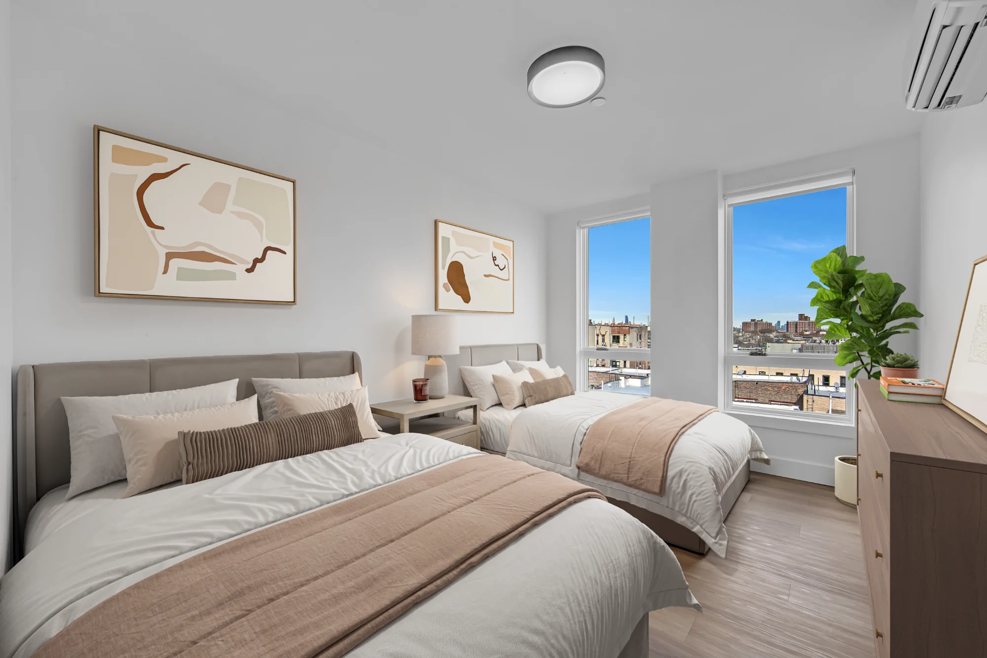 After virtual staging - furnished bedroom